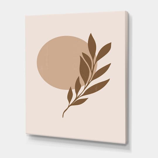 Designart - Abstract Terracotta Sun & Moon With Tropical Leaf